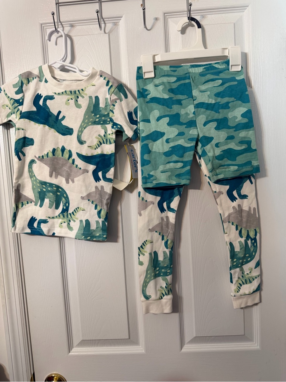 Carter's Teal & Gray Dinosaur Pajama Set